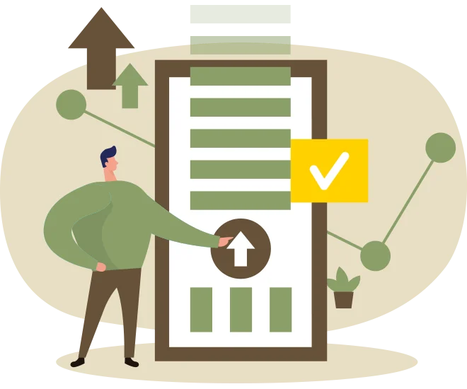 Man with phone updating