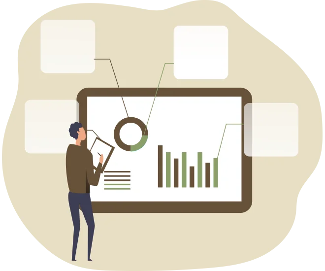 Person looking at graphs and charts