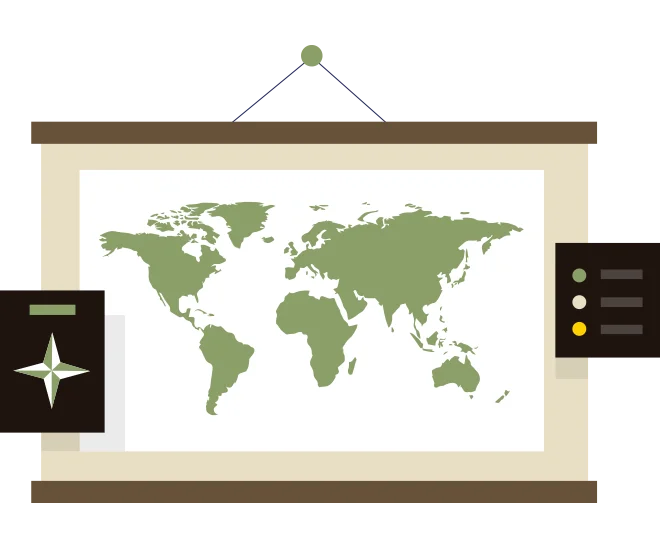 world map on a scroll