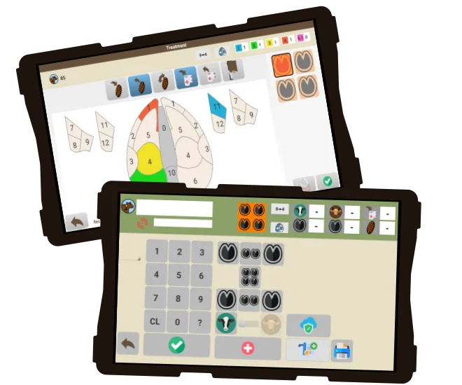 two tablets with screenshots of the app